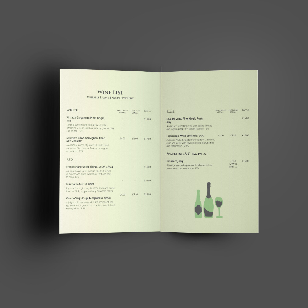 Cafe at Ridgeway Menu Design